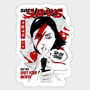 China Girl BW Sticker